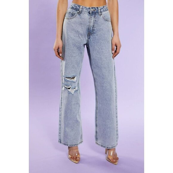 Forever 21 90s Fit Clamshell Pearl Patch Jeans Size 26 NWT - Picture 2 of 16